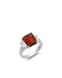Kriskate and Co. Ladies Sterling Silver Red Garnet Cz Engaget Ring 34 ...